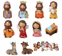 Natività Set di una scena di natività realistica con Gesù per bambini e animali Ornamenti natalizi in resina Decorazione tradizionale per la casa, decorazioni natalizie