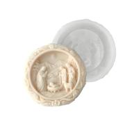 Natività stampo - di nascita di Gesù religioso | di Natale | Stampo in silicone 3d rotondo a rilascio facile per resina fondente in gepsum in gesso in gesso di artigianato cioccolat
