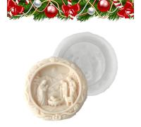 Natività stampo - Jesus Born Fundant Stampo, Craft in silicone rotondo 3D | Stampo di Natale a rilascio facile con design dettagliato, per scene di natività per, sapone, cera, cioccola