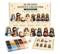 Nativity Bead Craft Kit - DIY 3D Christmas Figurine Beading Set, Handmade Holiday Nativity Decoration Craft Kit,Creative Bead Model Building Kits | Festive Family Ornament Project,for Adults Men Women