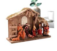 Nativity Figures, Christ Birth of Jesus Ornament, Religious Miniature Festive Figurine Set, Desk Mantel Table Shelf Decoration, Christmas Home Windowsill Display for Spiritual 9.84x7.09x3.74 Inches