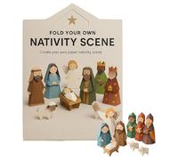 Nativity Paper Craft Kit, Easy Fold Holiday Decoration, 3D Christmas Paper Set with Nativity Scene, Creative Ornament with Festive Style, Display Piece for Party Home School Shelf Cabinet Windowsill