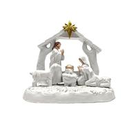 Nativity Scene - Resin Jesus Birth Display per decorazione domestica | Handcrafted Figurine Set with Realistic Mananger Detail, Elegant Religious Symbolism, Ideal for Home Church Office, 16,5 x 10,2 x