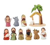 Nativity Scene Set - Resin Jesus Figures, 10 Piece Christmas Holiday Decor | Jesus Nativity Figures for Shelf Office Church School Holiday Mantel Desk