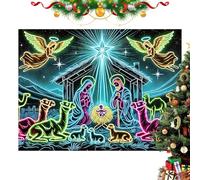 Nativity Tapestry, 6x7.5ft UV-Reactive Christmas Holiday Decoration, Glow in the Dark Festive Backdrop for Home, Dorm, Parties, College Students, Young Adults, Collectors, Party Planners