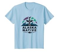 Nativo dell'Alaska: Patrimonio faunistico delle Totem Spirit Mountains Maglietta, Bambini, Celeste, 6 Anni