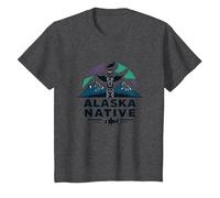 Nativo dell'Alaska: Patrimonio faunistico delle Totem Spirit Mountains Maglietta, Bambini, Grigio Scuro, 6 Anni