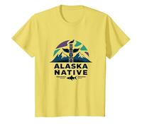 Nativo dell'Alaska: Patrimonio faunistico delle Totem Spirit Mountains Maglietta, Bambini, Limone, 6 Anni