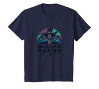 Nativo dell'Alaska: Patrimonio faunistico delle Totem Spirit Mountains Maglietta, Bambini, Navy, 2 Anni