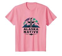 Nativo dell'Alaska: Patrimonio faunistico delle Totem Spirit Mountains Maglietta, Bambini, Rosa, 10 Anni