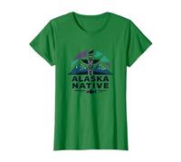 Nativo dell'Alaska: Patrimonio faunistico delle Totem Spirit Mountains Maglietta, Donna, Verde Mela, L