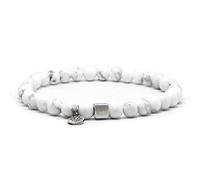 Nato Cuff - Bracciale in Argento 925 - Perline Howlite Pietre semipreziose - Gioielli Uomo o Donna fatti a mano in Francia (Large 19cm)