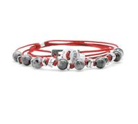 Nato Cuff - Bracciale Wrap 3 Tours Toggle in argento 925 - Pietre naturali - Paracord- Gioiello da uomo o da donna, fatto a mano in Francia, Moyenne, Argento, Larvikite