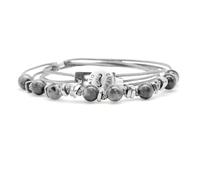 Nato Cuff - Bracciale Wrap 3 Tours Toggle in argento 925 - Pietre naturali - Paracord- Gioiello da uomo o da donna, fatto a mano in Francia, Moyenne, Argento, Larvikite