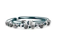 Nato Cuff - Bracciale Wrap 3 Tours Toggle in argento 925 - Pietre naturali - Paracord- Gioiello da uomo o da donna, fatto a mano in Francia, Moyenne, Argento, Larvikite