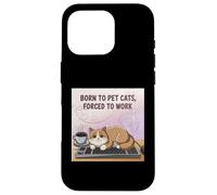 Nato da gatti domestici costretti a lavorare Gatto divertente Custodia per iPhone 16 Pro