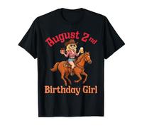 Nato Il 2 Agosto Buon Compleanno a Me Una Ragazza a Cavallo Maglietta