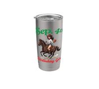 Nato il 4 settembre Buon compleanno a me ragazza a cavallo Bicchiere termico in acciaio inox doppia parete