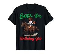 Nato Il 4 Settembre Buon Compleanno a Me Ragazza a Cavallo Maglietta