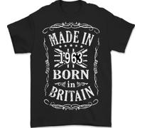Nato In Gran Bretagna 63° Compleanno Fatto Nel 1963 T-Shirt Uomo 100% Cotone