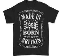 Nato In Gran Bretagna 67° Compleanno Fatto Nel 1958 Uomo T-Shirt 100% Cotone