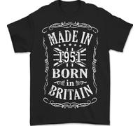 Nato In Gran Bretagna 75° Compleanno Creato Nel 1951 T-Shirt Uomo 100% Cotone