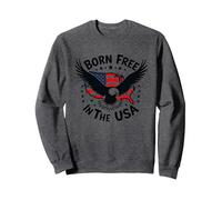 Nato Libero negli Stati Uniti Felpa, Unisex per Adulti, Grigio Scuro, M