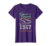 Nato nel 1967 Auto d'Epoca 59° Compleanno Maglietta, Donna, Viola, XS
