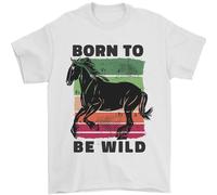Nato Per Essere Selvaggio Cavallo Equitazione Maglietta Uomo 100% Cotone