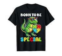 Nato per essere speciale dinosauro Autismo Consapevolezza Fighter Puzzle Maglietta
