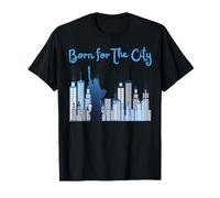Nato per la città NYC New York skyline divertente vacanza Maglietta