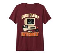 Nato Prima di Internet Retro Computer Vintage Tech Umorismo Maglietta Premium
