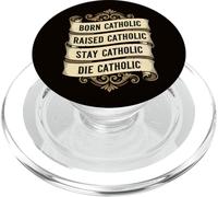 Nato, sollevato, rimanere e morire cattolico cristiano fede vintage PopSockets PopGrip per MagSafe