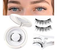 NATOSU Ciglia magnetiche naturali riutilizzabili, Kit con applicatore impermeabile a lunga durata, Senza colla