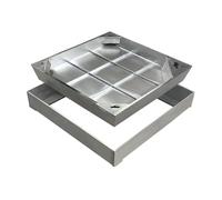 Natotela Copertura per pozzetti 400 x 400 mm, in acciaio inox, coperchio a scomparsa con telaio, coperchio per gulli, con base, quadrato, per ispezione, invisibile, per scene interne ed esterne