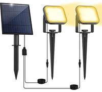 NATPOW Faretti Solari a Led da Esterno, 2 en 1 3000K Luci Solari da Giardino, 2 Modi, Automaticamente Acceso o Spento, Impermeabile IP65 Luci Esterne ad Energia Solare per Cortile, Patio, Alberi