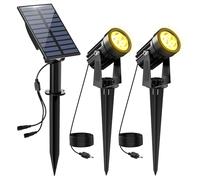 NATPOW Faretti Solari a Led da Esterno, 2 in 1 Luce 3000K Luci Solari da Giardino, 2 Modi, Automaticamente Acceso o Spento, Impermeabile IP65 Luci Esterne ad Energia Solare per Cortile, Patio, Alberi