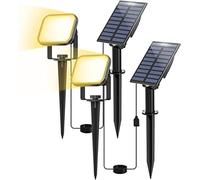 NATPOW Faretti Solari a Led da Esterno, 3000K Luci Solari da Giardino, 2 Modi, Automaticamente Acceso o Spento, Impermeabile IP65 Luci Esterne ad Energia Solare per Cortile, Patio, Alberi, 2 Pezzi