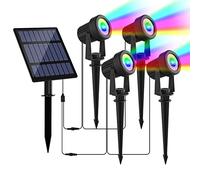 NATPOW Faretti Solari a Led Da Esterno RGB, 4 in 1 Cambiano Colore Luci Solari Da Giardino, 2 Modi, Automaticamente Acceso o Spento, Impermeabile IP65 Per Cortile, Patio, Alberi