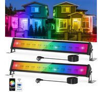 NATPOW Faretto LED da Esterno 50W, Barra LED RGB con Telecomando e APP Bluetooth, Intelligente Faretti Colorati che Cambia Colore, IP66 Impermeabile Faretti RGB per Giardini, Cortili, Festa, 2 pezzi