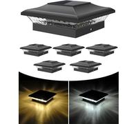 NATPOW Lampade solari per recinzioni da giardino, 2 modalità, luce bianca calda e fredda, impermeabile IP65, per pali in vinile/legno, piazze del parco, corridoi (6 confezioni)