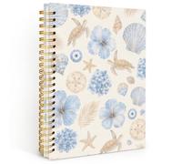 NATSUNO Blue Floral Coastal Ocean Beach Spiral Notebook Journal 5.5x8.3in