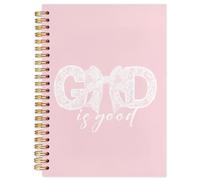 NATSUNO Coquette Pink Bow Christian Spiral Notebook Journal 14 x 21,1 cm, Dio è Buono Versi Bibbia per prendere appunti, Diario di preghiera Scrittura per donna, Dio è buona Bibbia Notebook con