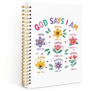 NATSUNO God Says I Am Floral Christian Spiral Notebook Journal 5.5x8.3in