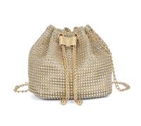 NatTco Borse da Sera Donna S Borse per Secchi di Rina di Rinestina di Perle retrò Sacchetti di Spalla Lucenti Piccoli Borse da Donna con Borse Femminile-oro-18 X 14 X 11 Cm