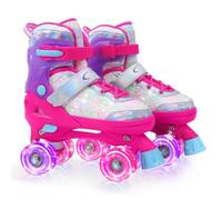 Nattork Pattini a rotelle per bambine e bambine, 4 misure, regolabili, per bambini dai 3 ai 12 anni, con ruote luminose e protezione di sicurezza, fantastico regalo di compleanno per sport al chiuso e