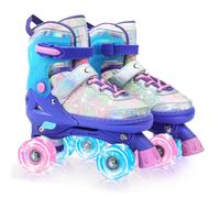Nattork Pattini a rotelle per bambine e bambine, 4 misure, regolabili, per bambini dai 3 ai 12 anni, con ruote luminose e protezione di sicurezza, fantastico regalo di compleanno per sport al chiuso e