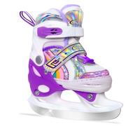 Nattork Pattini da ghiaccio per bambine, 4 dimensioni, regolabili, con fodera in pile, per attività all'aperto e pista