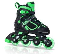 Nattork Pattini in linea per ragazzi, 4 taglie in linea per bambini con ruota luminosa, regolabili, per ragazzi e ragazze, Rollerblade per bambini piccoli (verde, Small 27-31 EU)