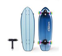 Nattork Skateboards Complete 29" x 8" per bambini Unisex Youth Skateboard Cruiser Skateboards for Beginners Double Kick Deck Concave Girls Skateboard with Maple Wood (Blue Stripes)